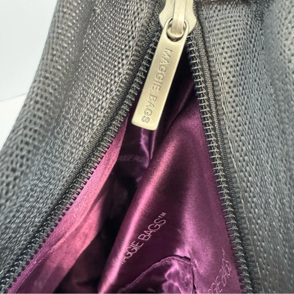 Maggie Bags Recycled Woven Seatbelt Shoulder‎ Bag Black/Deep Plum